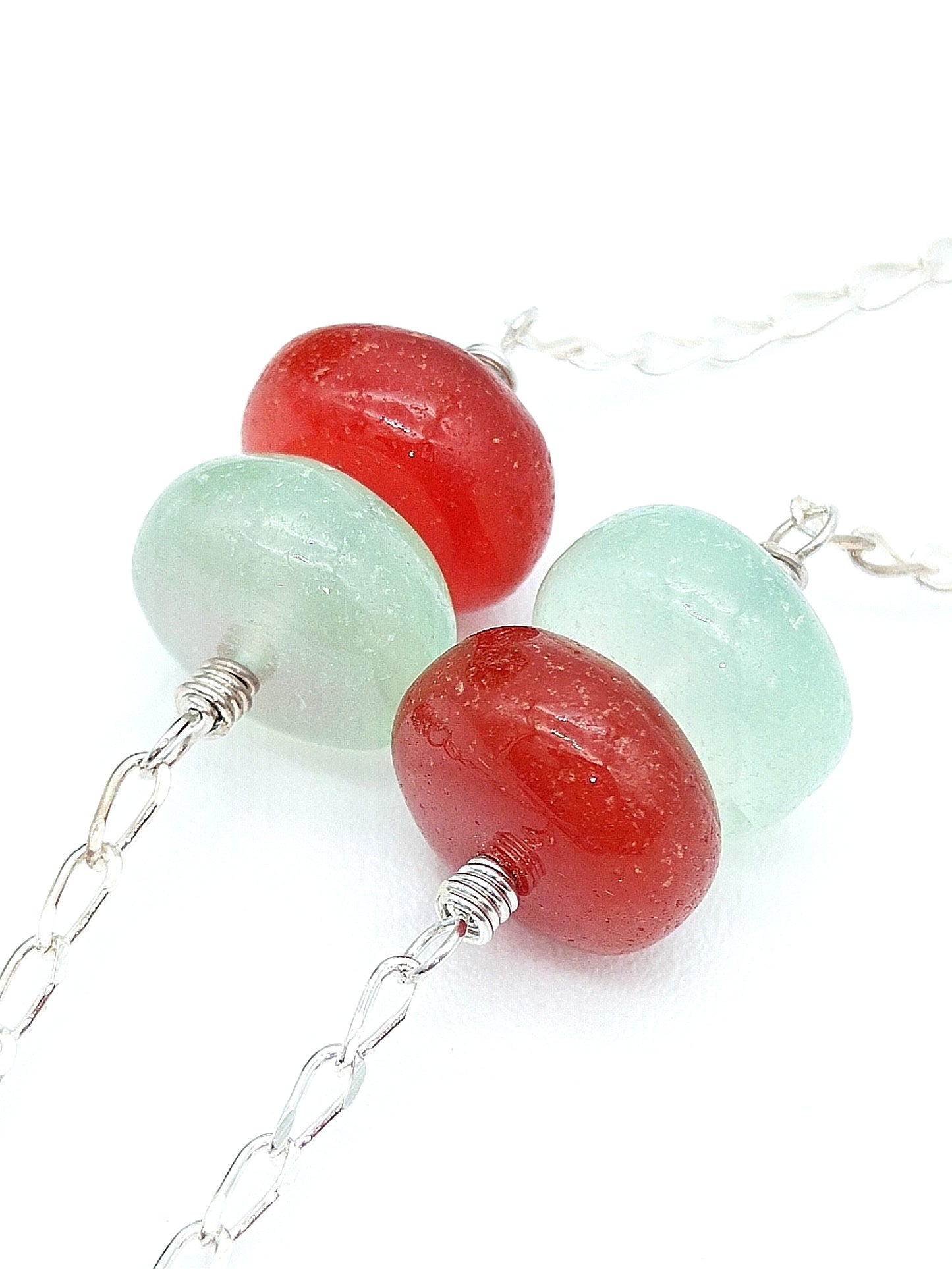 Handcrafted sterling silver heart pendant with natural chalcedony stone