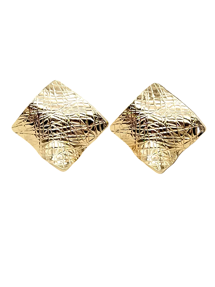 Bold Wavy Gold Earrings, Chunky Geometric Statement Studs, Trending Fashion Jewelry