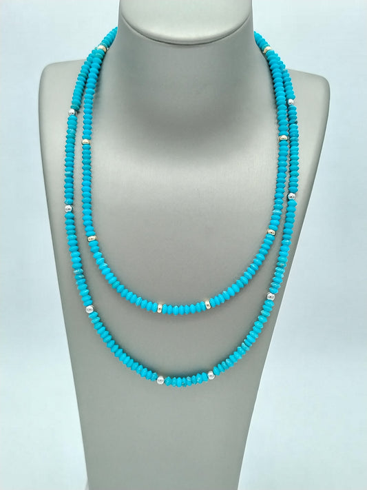 Collar de turquesa genuina, collar de oro macizo de 14 k, gargantilla de piedras preciosas, gargantilla de turquesa redonda Campitos, collar delicado