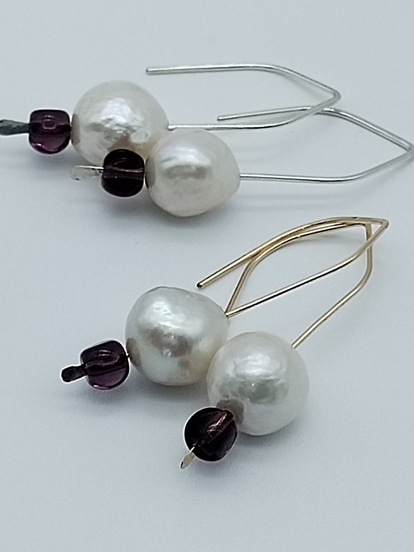 Pendientes colgantes de perlas Edison, perlas grandes, rellenos de oro de 14 k y colgantes de plata esterlina