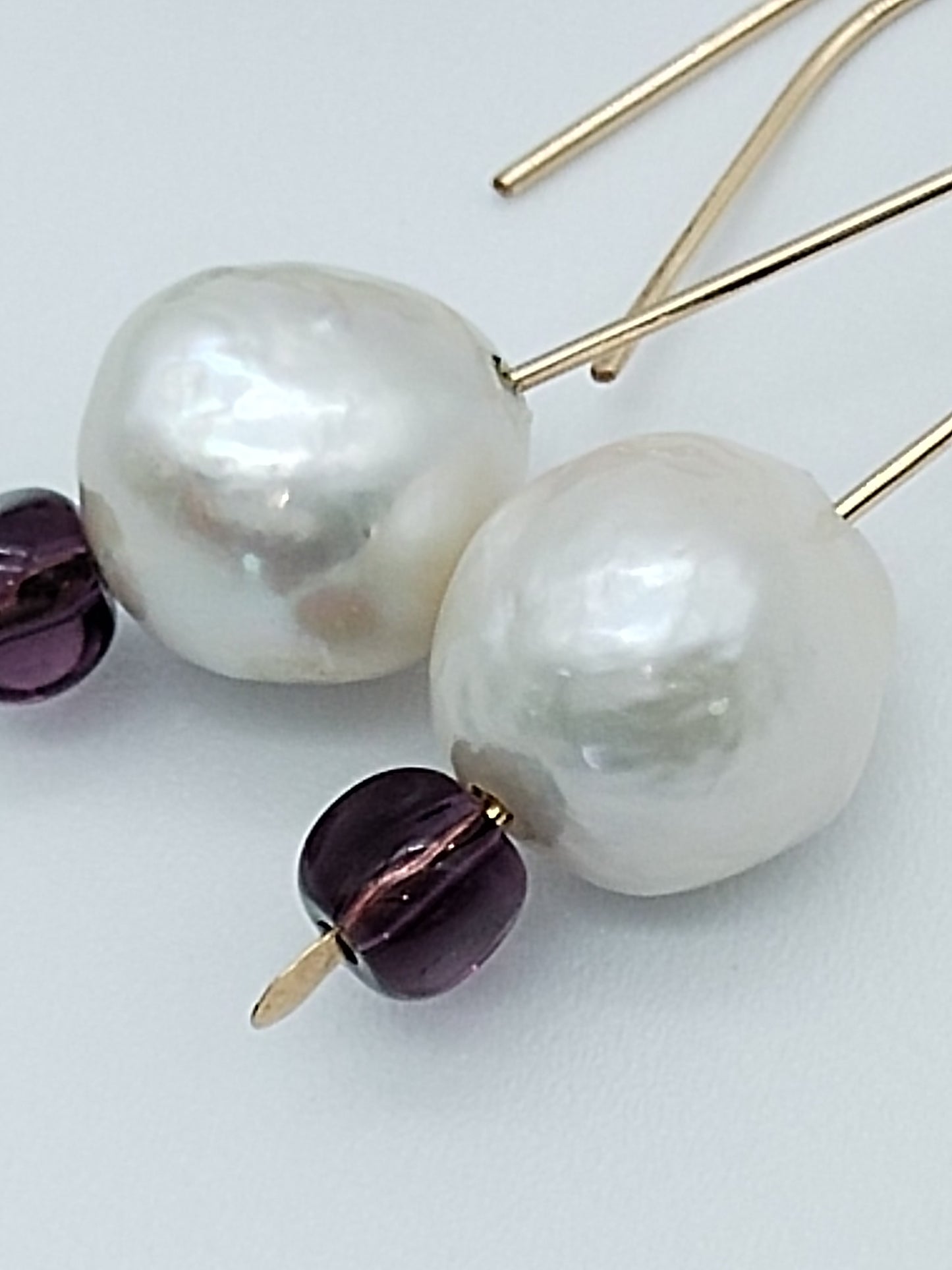 Pendientes colgantes de perlas Edison, perlas grandes, rellenos de oro de 14 k y colgantes de plata esterlina