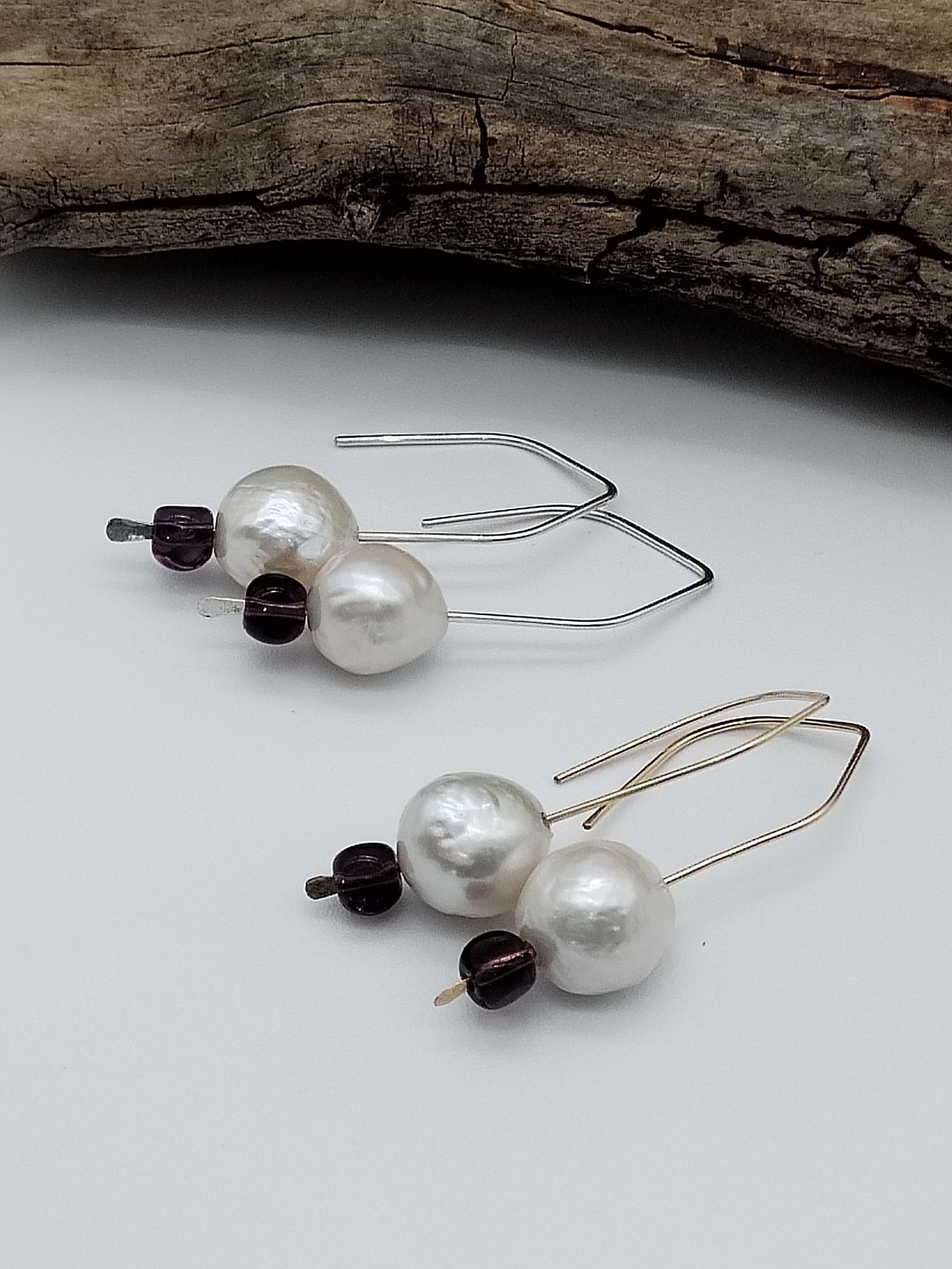 Pendientes colgantes de perlas Edison, perlas grandes, rellenos de oro de 14 k y colgantes de plata esterlina