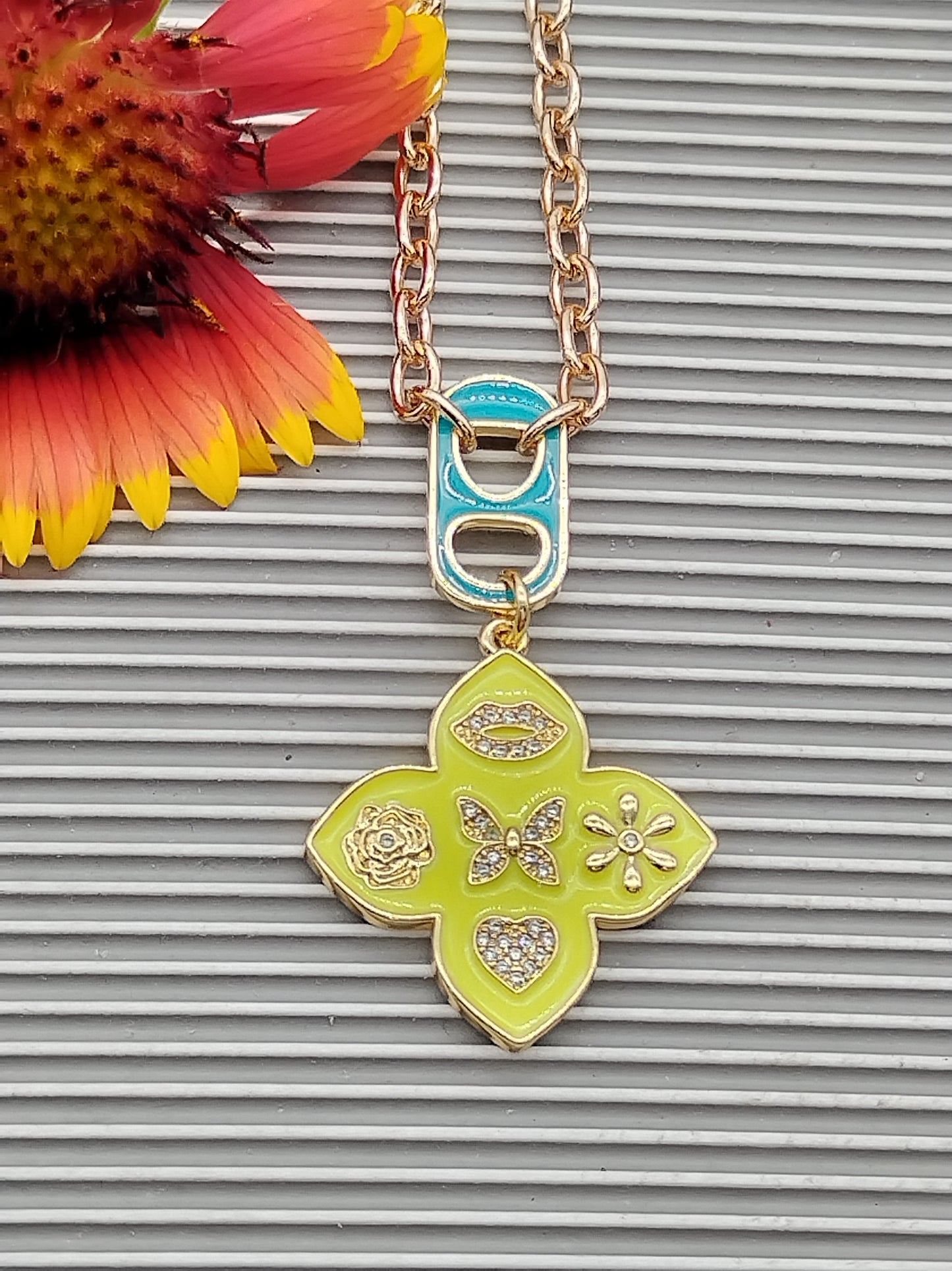 Clove Charm and Soda Tab Necklace, Good Luck,14k Gold Filled Chain Necklace