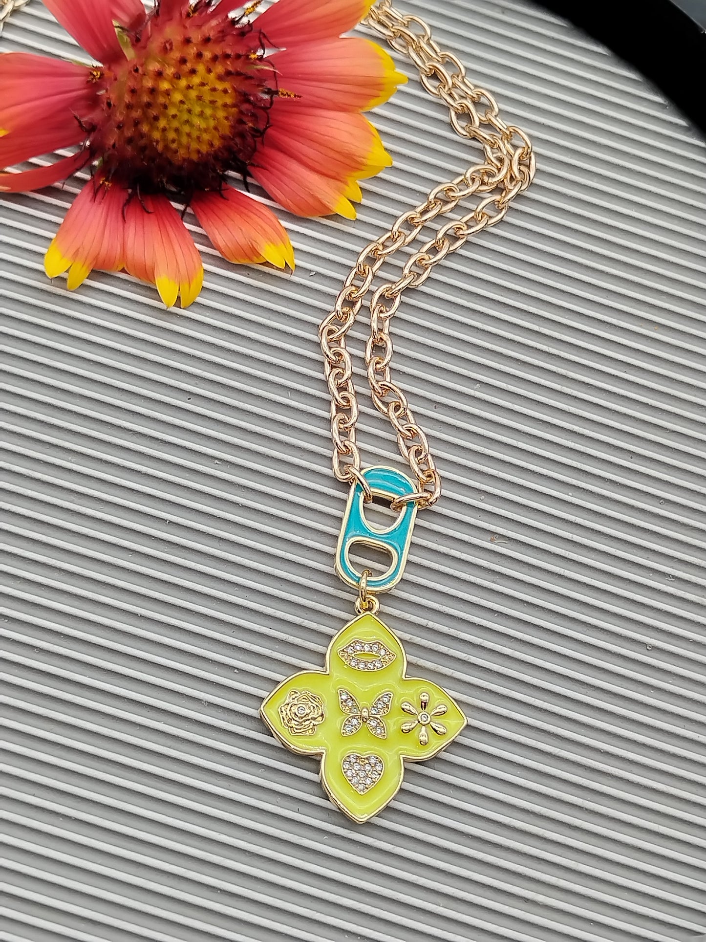 Clove Charm and Soda Tab Necklace, Good Luck,14k Gold Filled Chain Necklace