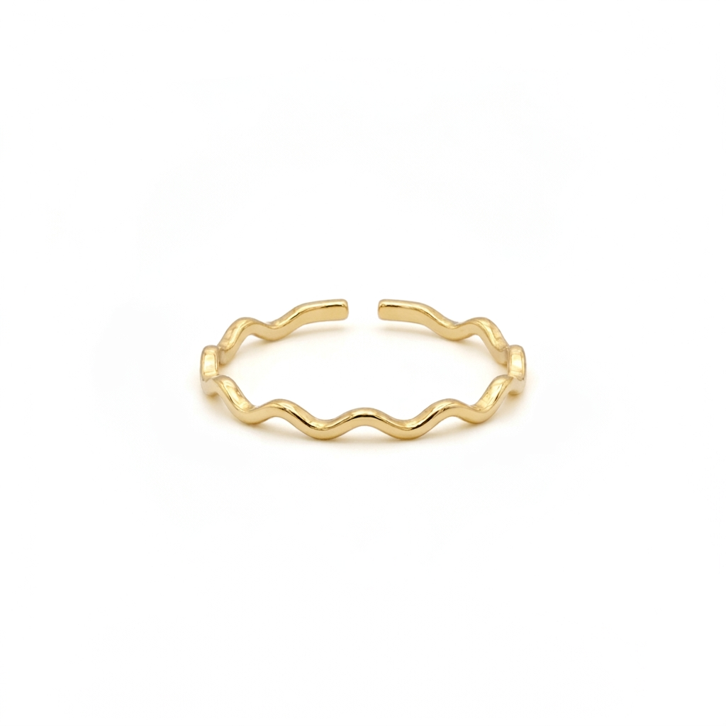 18k Gold Plated wave ring with a slender open band