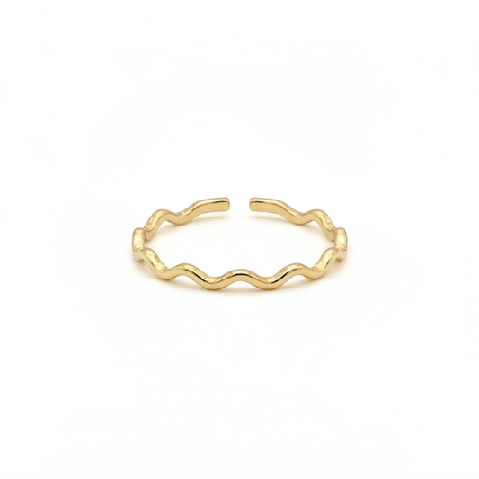 18k Gold Plated wave ring with a slender open band