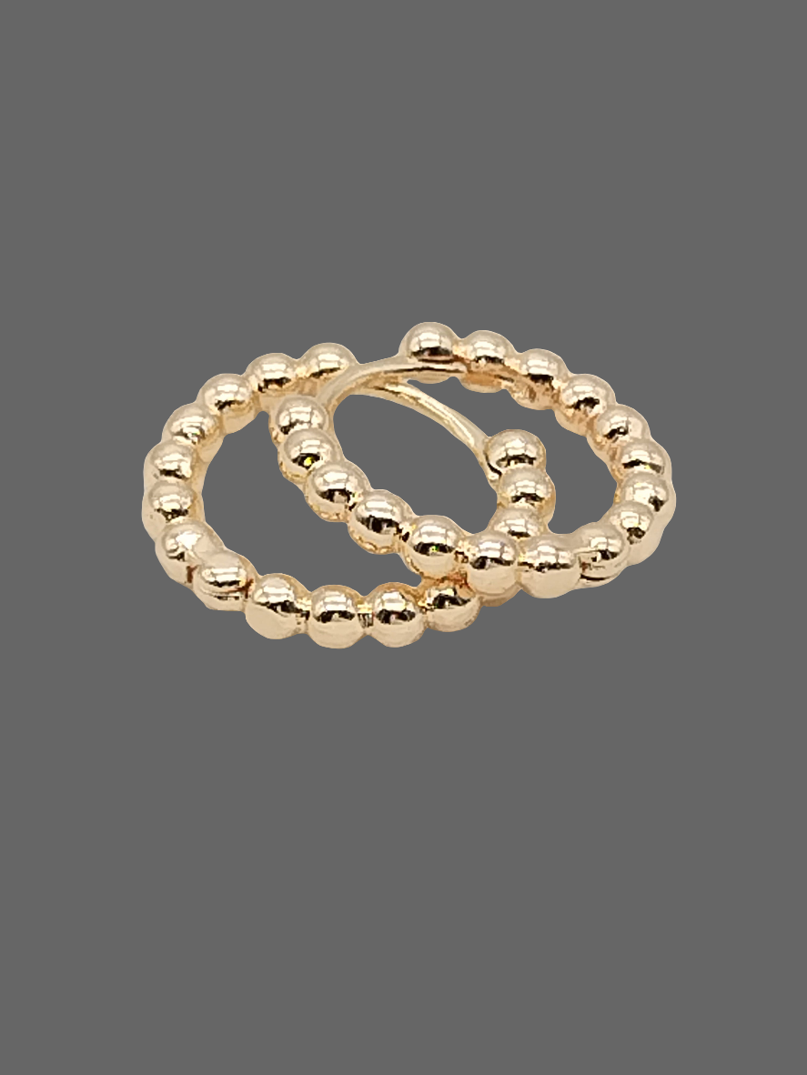 Gold Beaded Huggies, Hoop Earrings, Trending Jewelry, classy, Women, Girls, Gifts, Unique