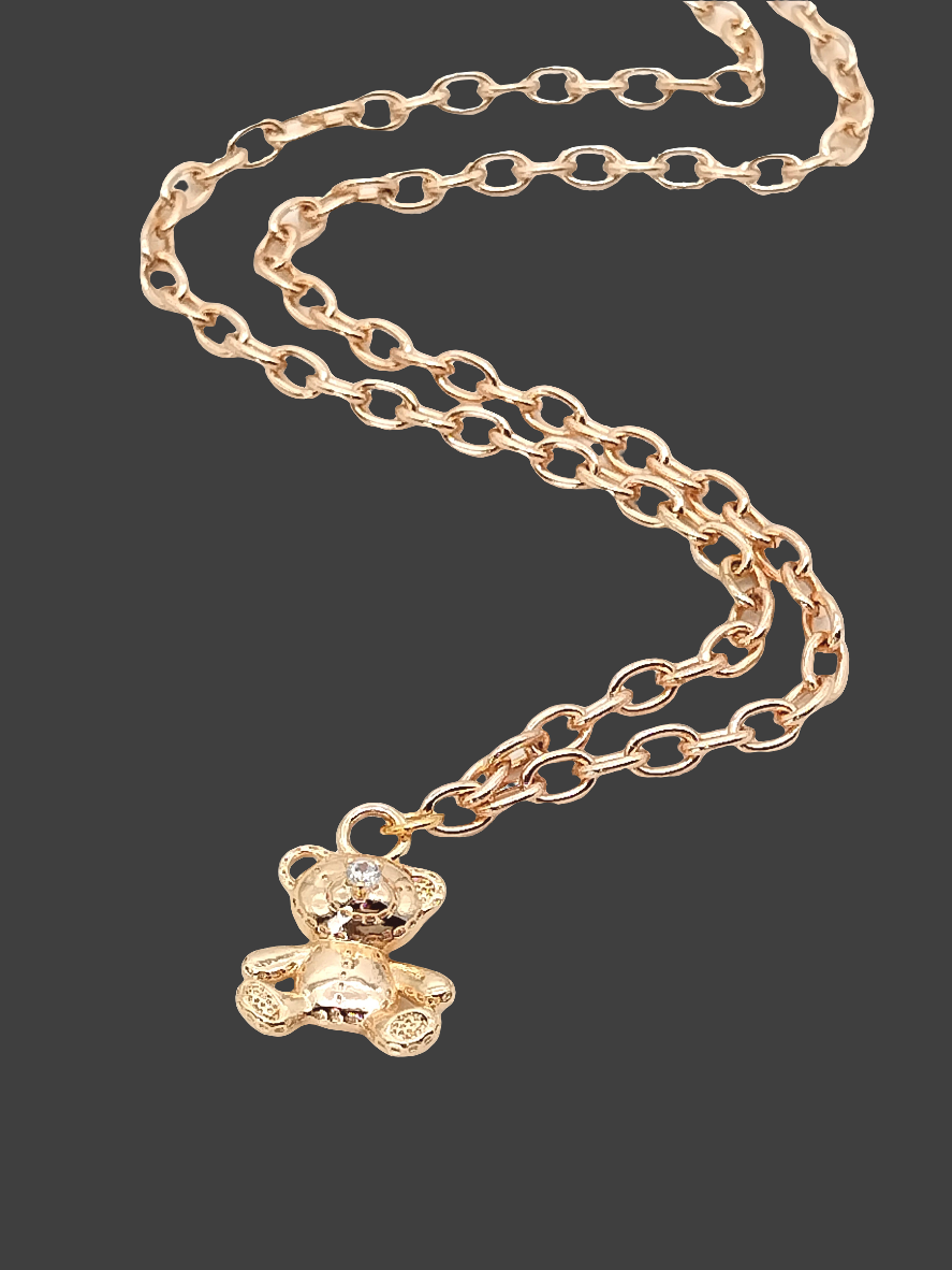 Teddybär Charm Halskette, Goldener Tieranhänger, Erschwinglicher Schmuck, Trendy, Einzigartig, Weihnachtsgeschenke, Mädchen, Frauen