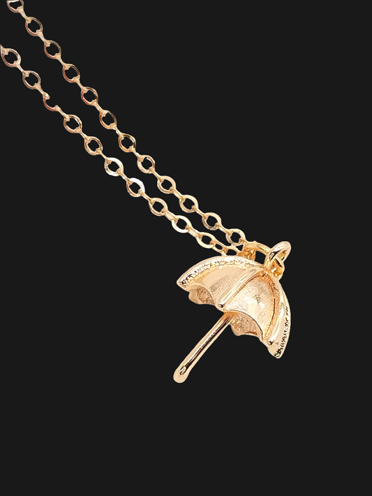 Umbrella Gold Pendant Necklace, Long Charm Necklace, Layered, Trendy,  Affordable Jewelry, Holidays Gifts, For women, Girls
