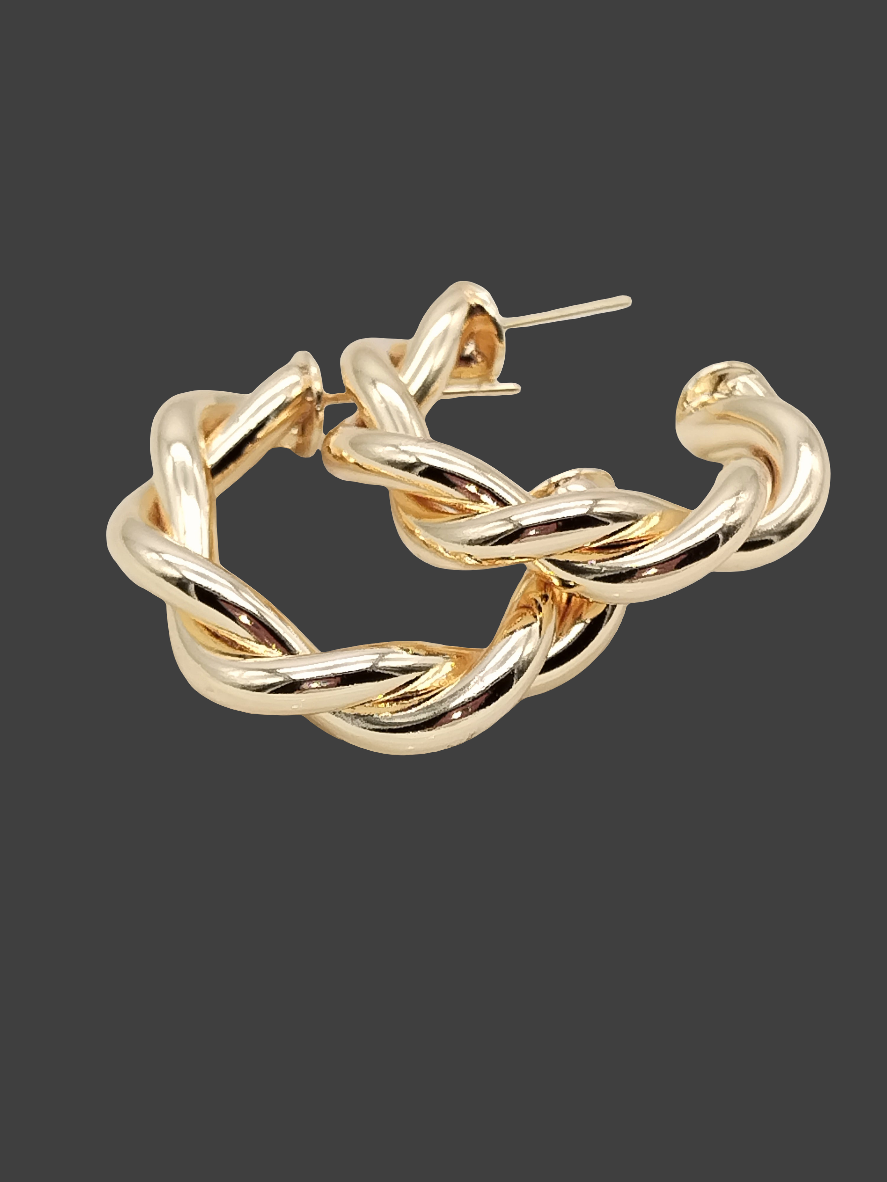 Aros dorados gruesos, pendientes retorcidos llamativos, joyas de tendencia, mujeres, regalos, únicos, asequibles