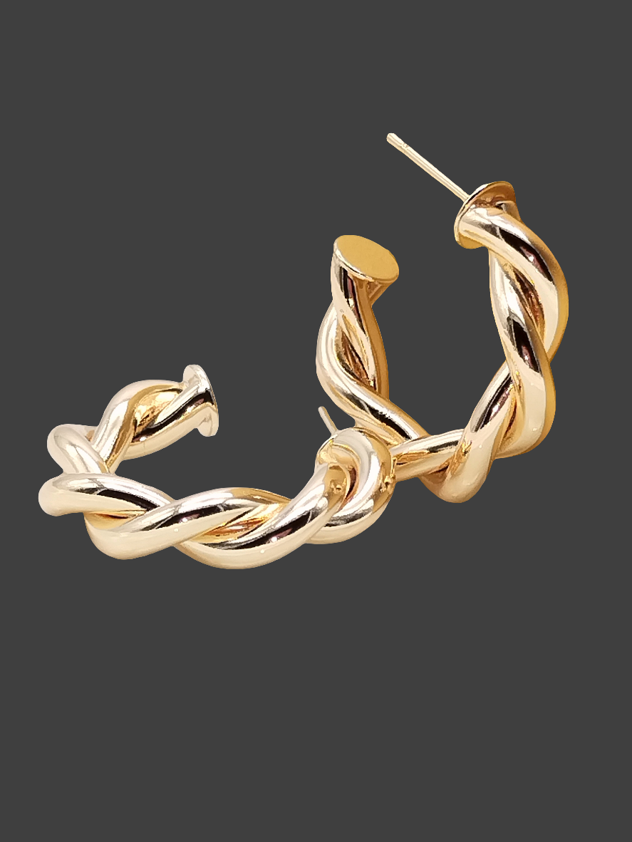Aros dorados gruesos, pendientes retorcidos llamativos, joyas de tendencia, mujeres, regalos, únicos, asequibles