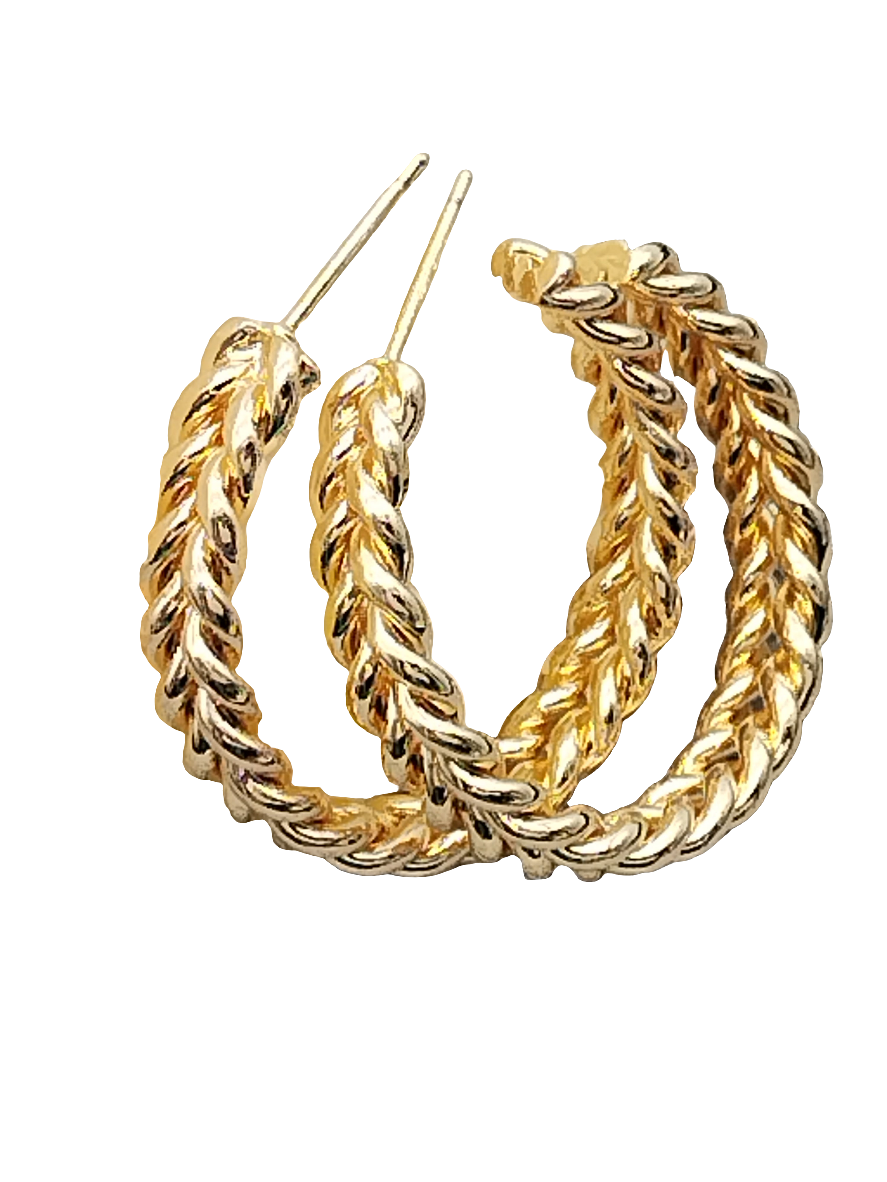 Large Gold Hoops, Braided Earrings, Boho Chic, Women Jewelry, Elegant