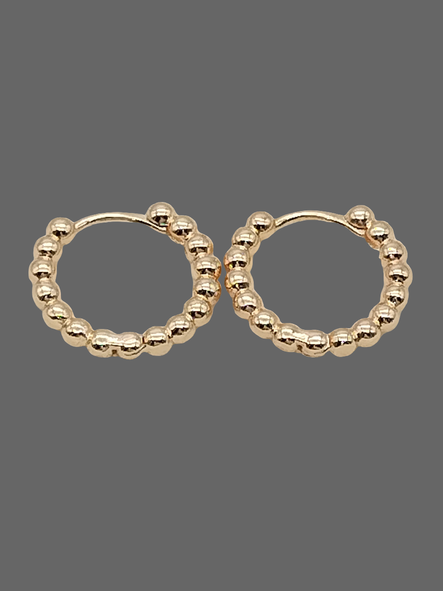 Gold Beaded Huggies, Hoop Earrings, Trending Jewelry, classy, Women, Girls, Gifts, Unique