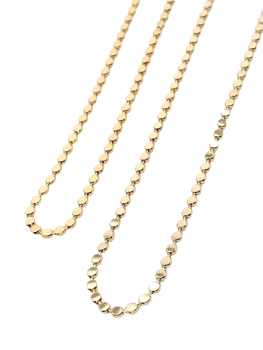 18k Gold Chain Necklace, Flat Discs, Classy, Elegant Jewelry, Casual, Gift, Women, Girls