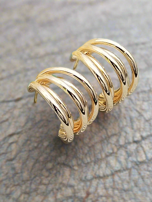 Fünfreihige goldene Creolen, Damenschmuck, Geschenke für Sie