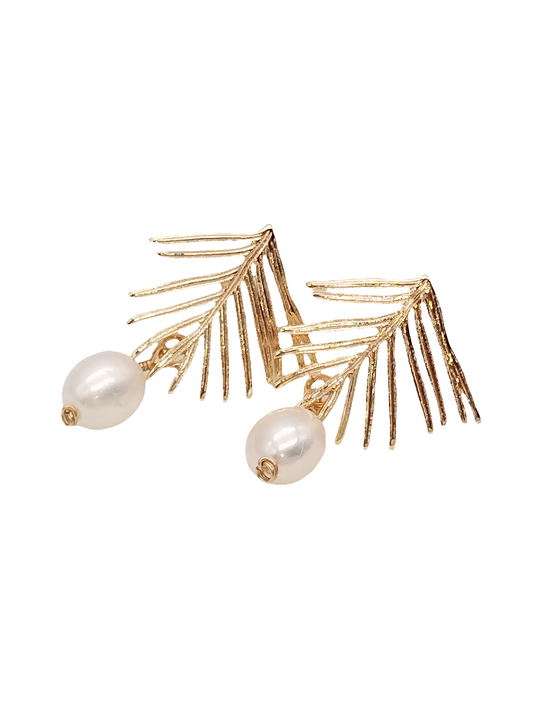 Ohrstecker mit Perlen, 18 Karat Goldschmuck, Trendy, Geschenke, Frauen, Mädchen