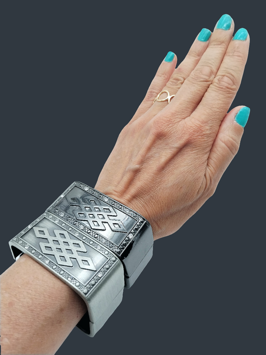 Chunky Cuff Bangle, Geometric Bracelet, Black Gun Metal, Boho, Jewelry, Women, Rock, Gifts, Girls