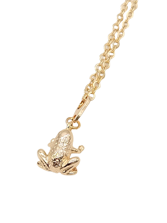 Gold Frog Necklace, Lucky Charm, Chain Necklace, Trendy Jewelry, Spring Summer, Gifts