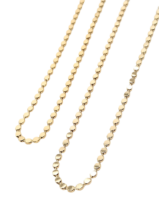 18k Gold Plated Flat Disc Chain Necklace - Elegant Everyday Jewelry
