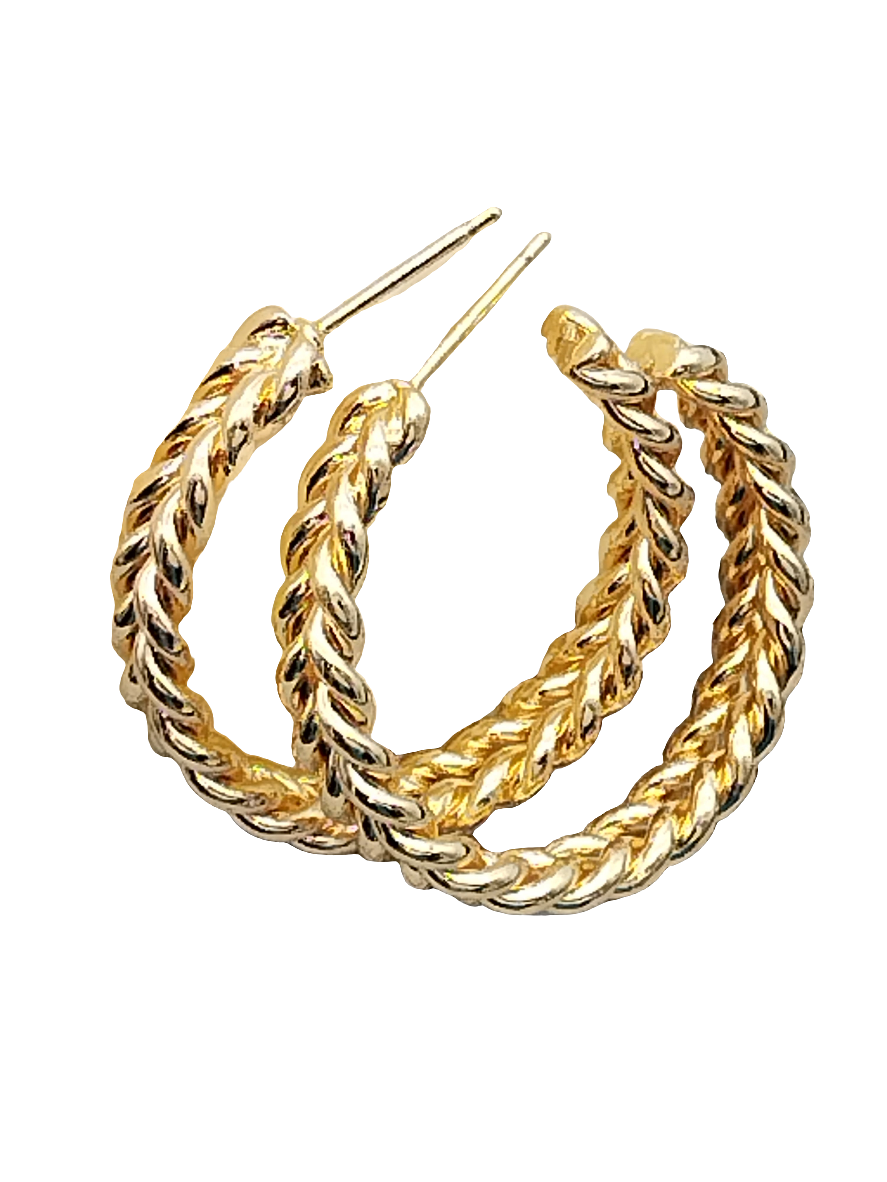 Large Gold Hoops, Braided Earrings, Boho Chic, Women Jewelry, Elegant
