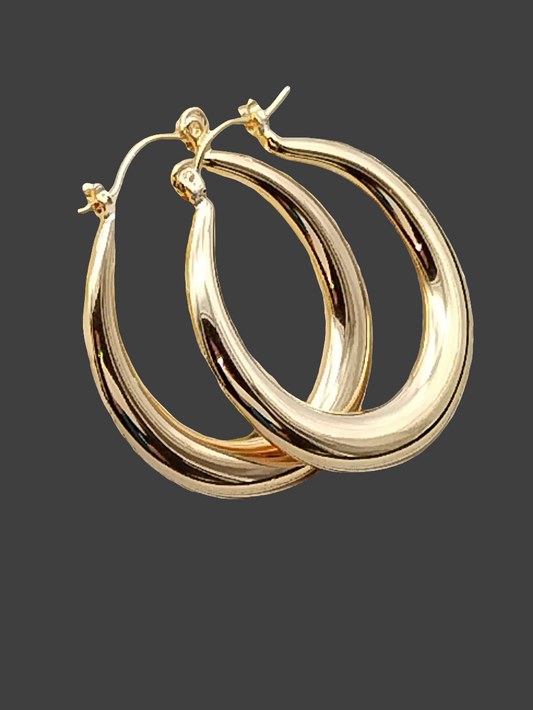 Oval Gold Hoops, Large Gold Earrings,  Classy, Minimalist, Jewelry, Style, Boho, Gifts