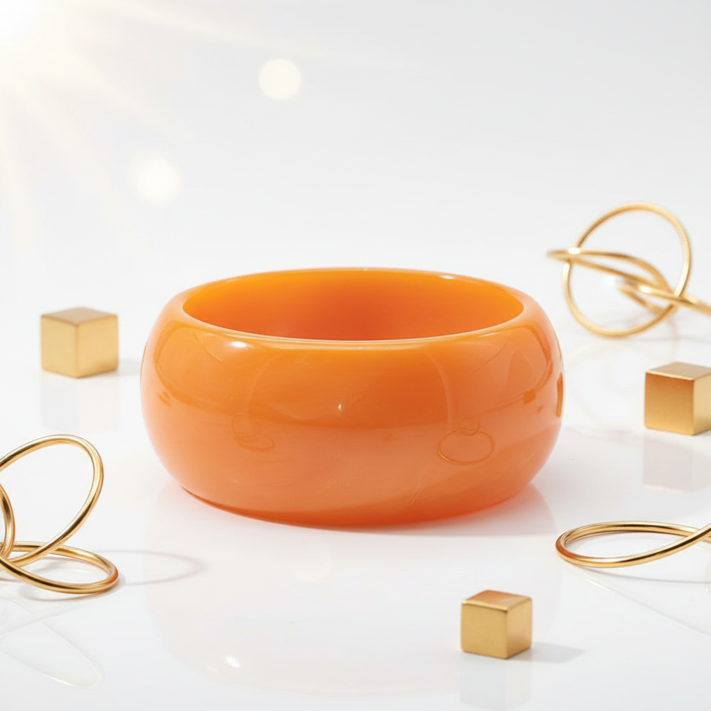 Bold Orange Resin Bangle Wide 34mm - Luxury Jewelry Styling | Ms Friesch