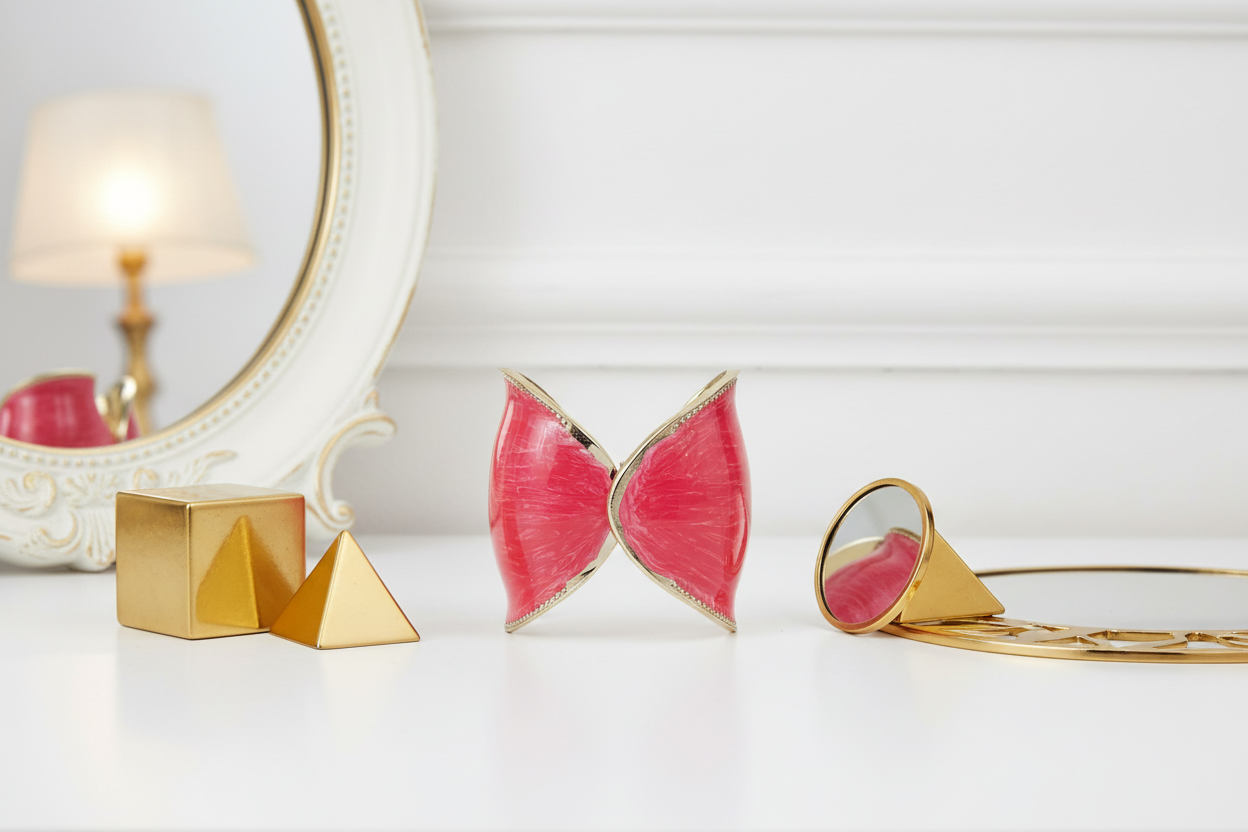Bold red enamel cuff bracelet in luxurious white and gold setting - chunky gold-plated statement jewelry
