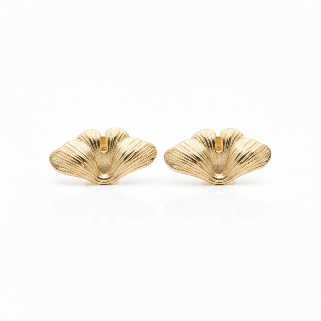 Leaf Stud Earrings 18k Gold Plated for Women
