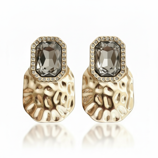 Bright Professional Smoky Crystal Statement Earrings