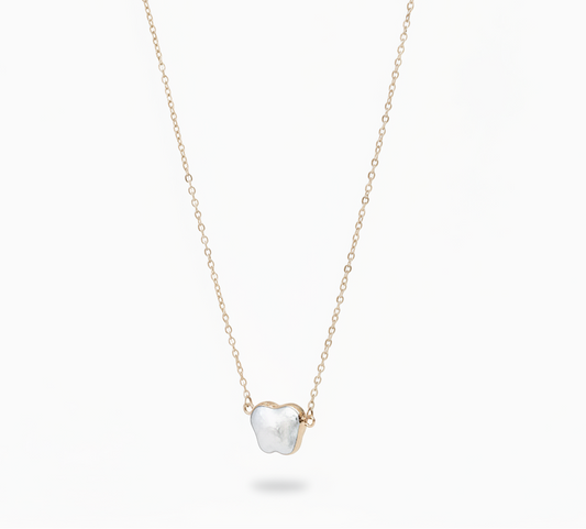 butterfly pearl charm necklace 18K gold plated brass chain AA+ pearl pendant lobster clasp
