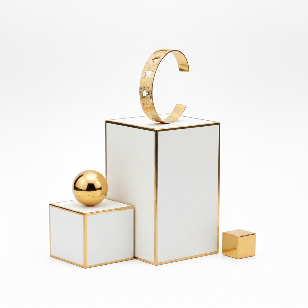 Gold Celestial Open Cuff Bracelet Star Moon Cutout 18k Gold Plated Gift for Women
