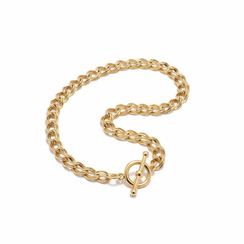 Chunky Gold Cable Chain Necklace - Flat Lay