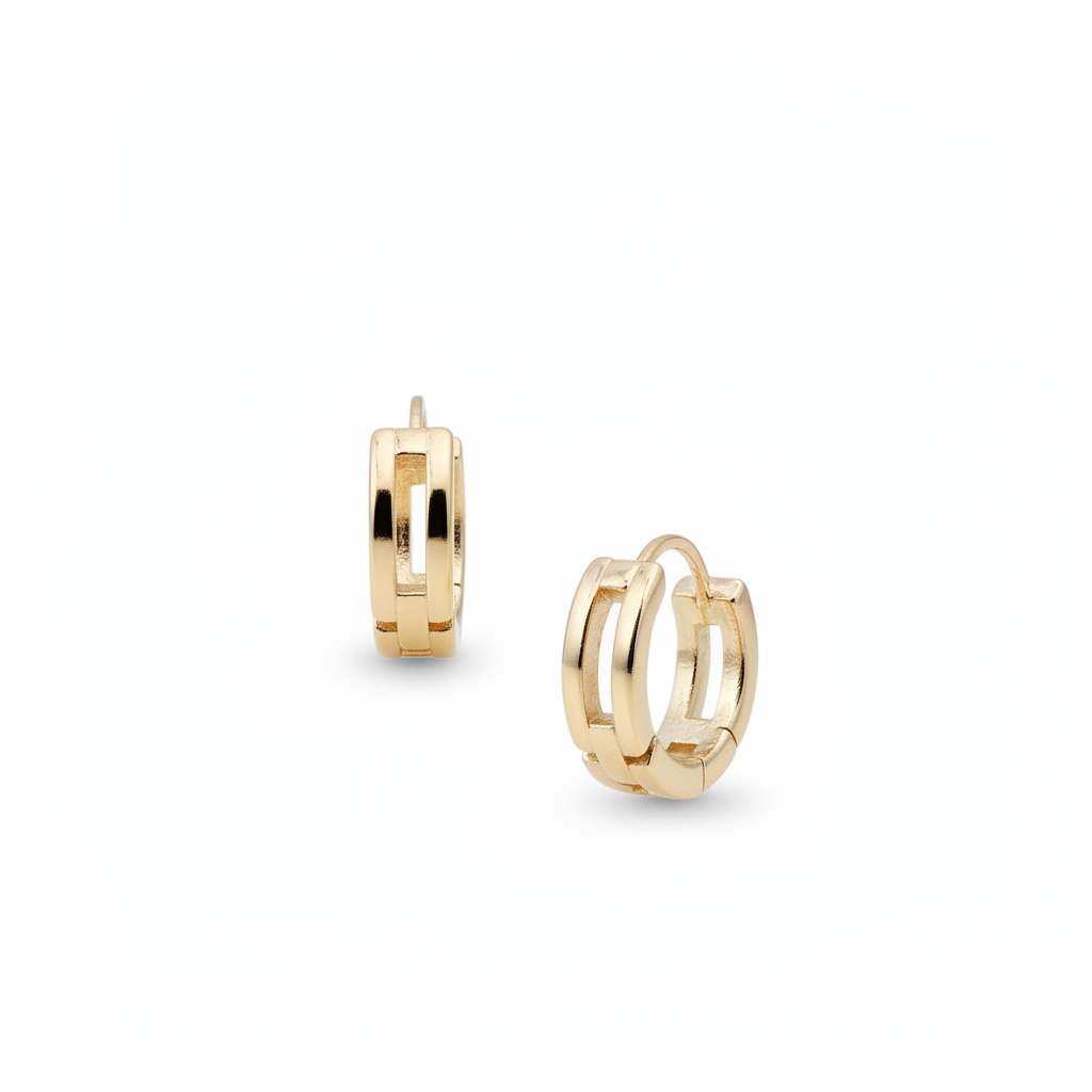 Chunky Link Huggie Hoop Earrings 18k Gold Plated for Women
