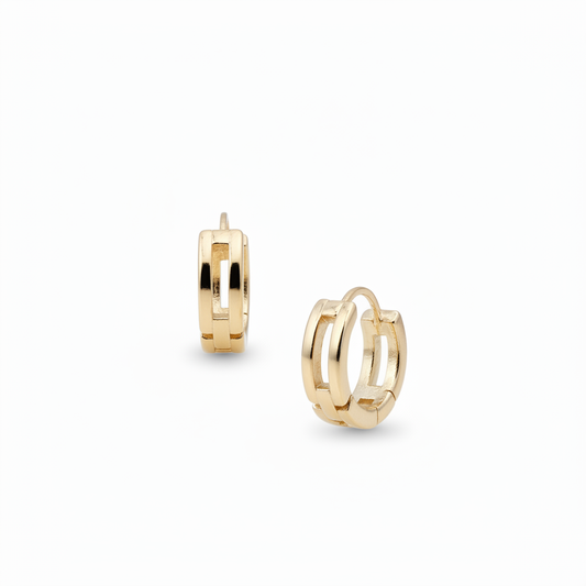 Chunky Link Huggie Hoop Earrings 18k Gold Plated for Women
