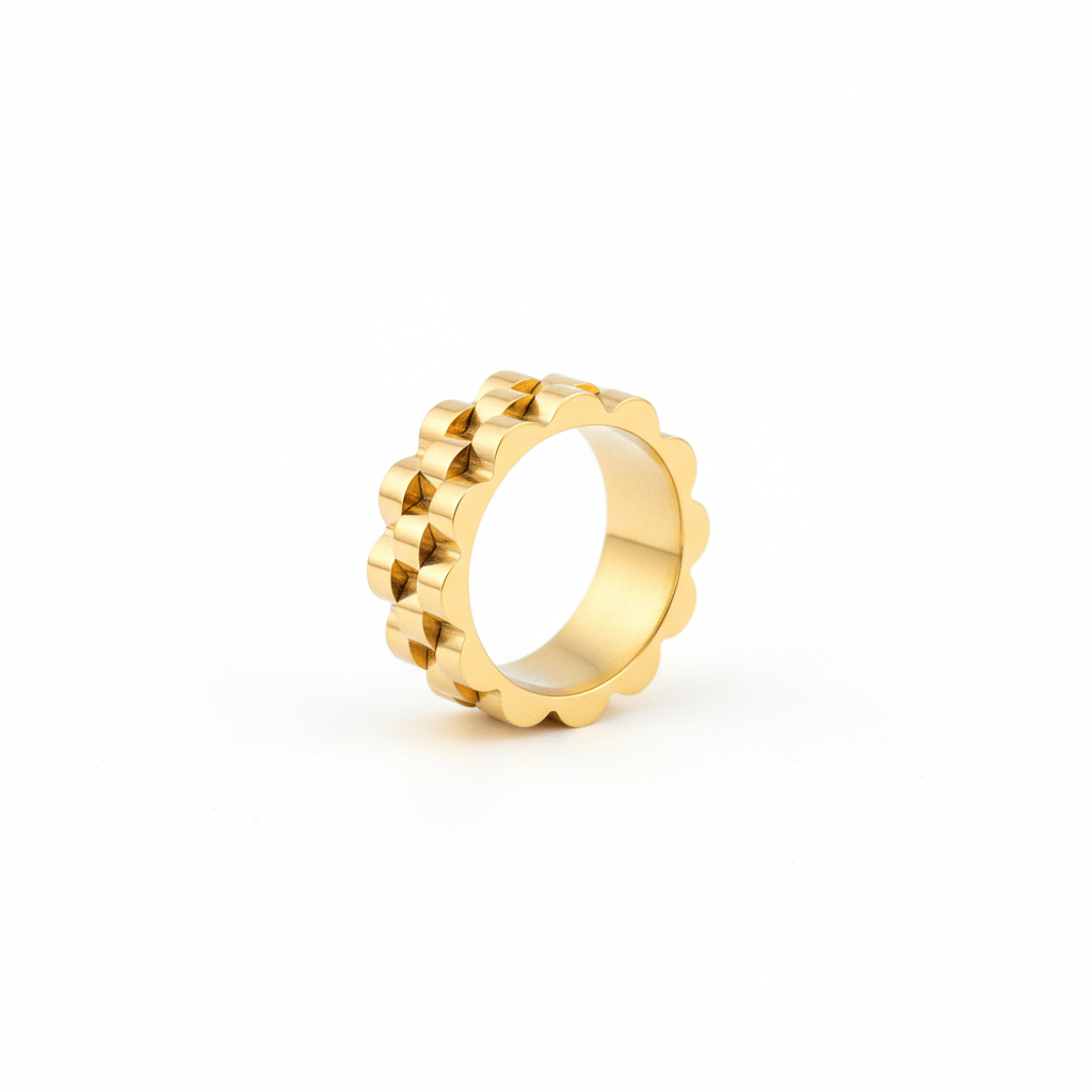 Chunky Watch Band Ring 8mm – 18k PVD Gold Stainless Steel | Ms Friesch