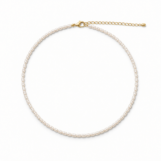 Natural keshi pearl choker necklace with 14k Gold Filled details