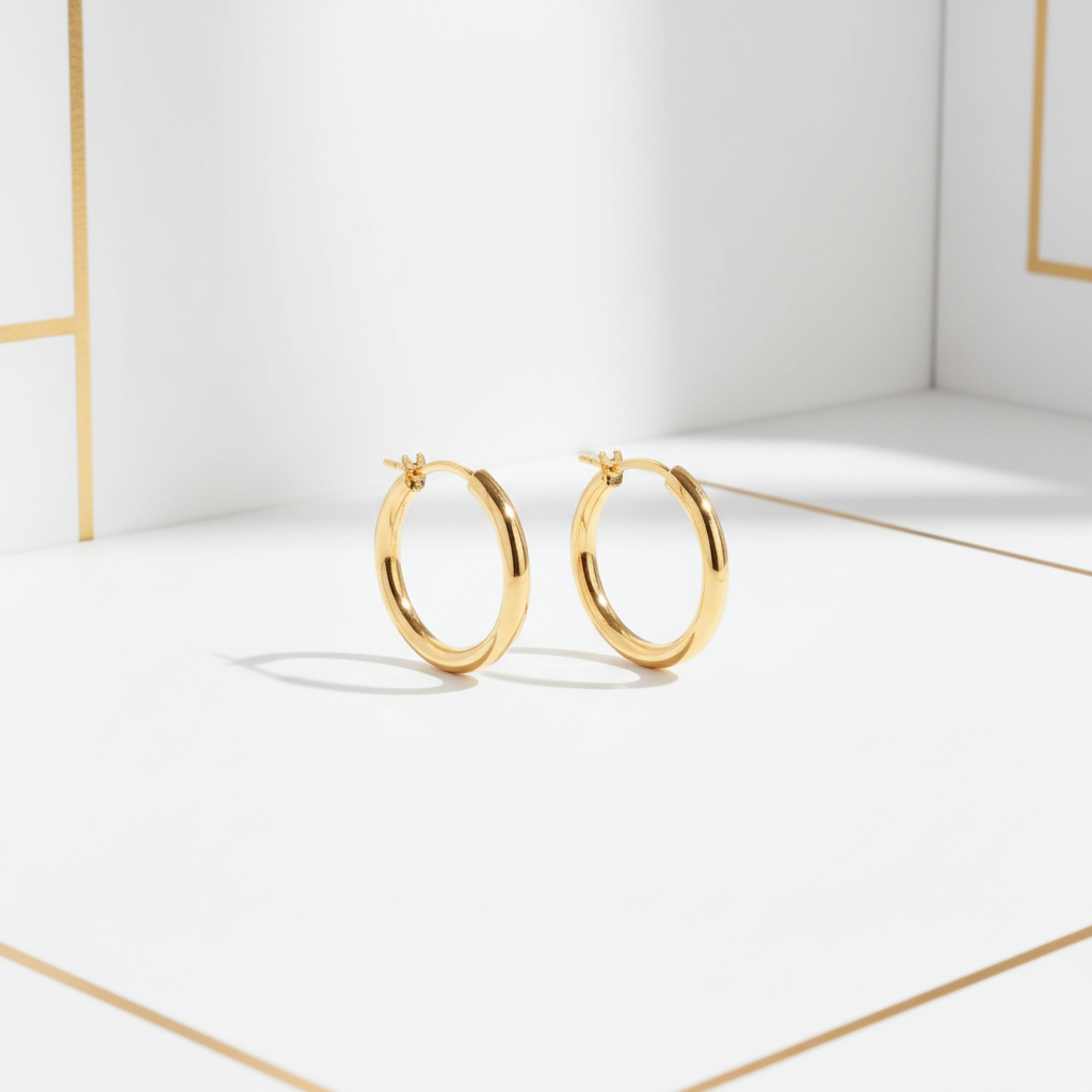 18k gold plated hoop earrings 20mm - handcrafted timeless design
