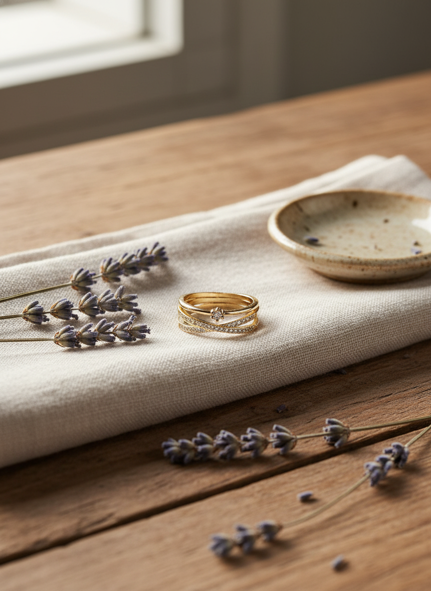 Cross Gold Ring in Chic Country Setting