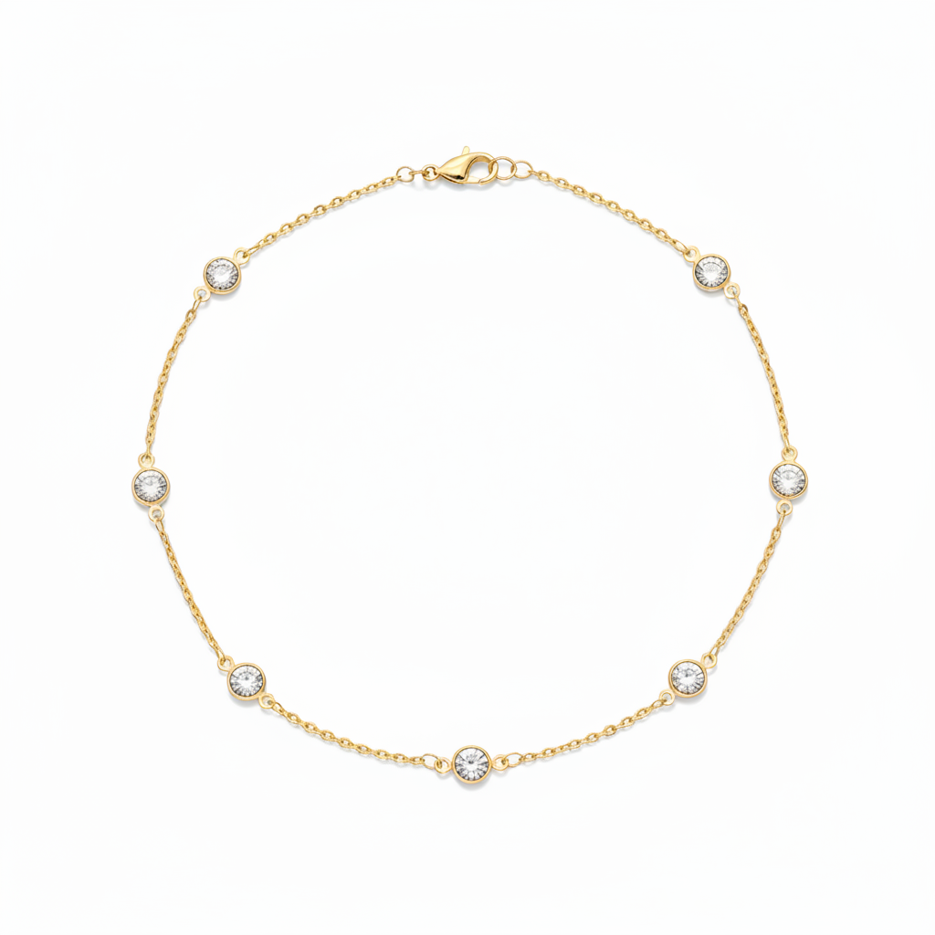 Crystal satellite necklace 18k gold plated round crystal stations delicate gold chain
