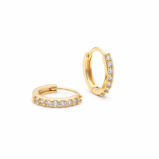 CZ Huggie Hoop Earrings 18k Gold Plated 12mm Stackable Small Hoops Women
