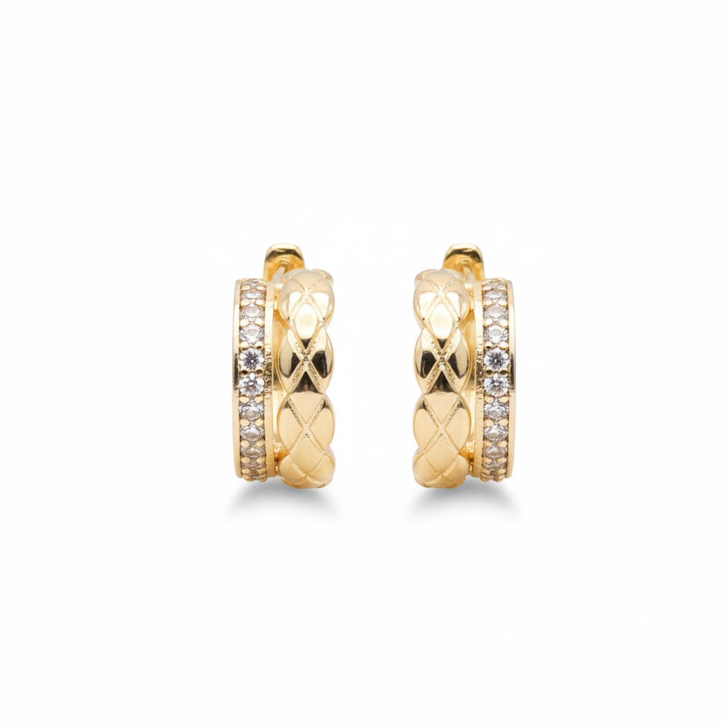 Double Row CZ Huggie Hoop Earrings 18k Gold Plated – Ms Friesch