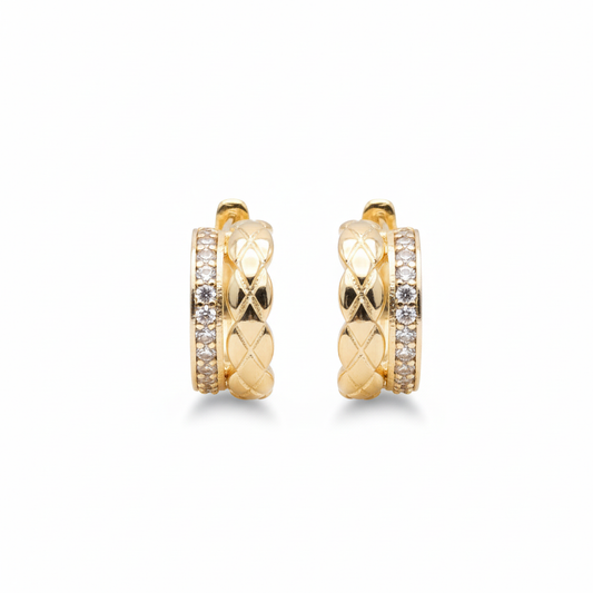 Double Row CZ Huggie Hoop Earrings 18k Gold Plated – Ms Friesch