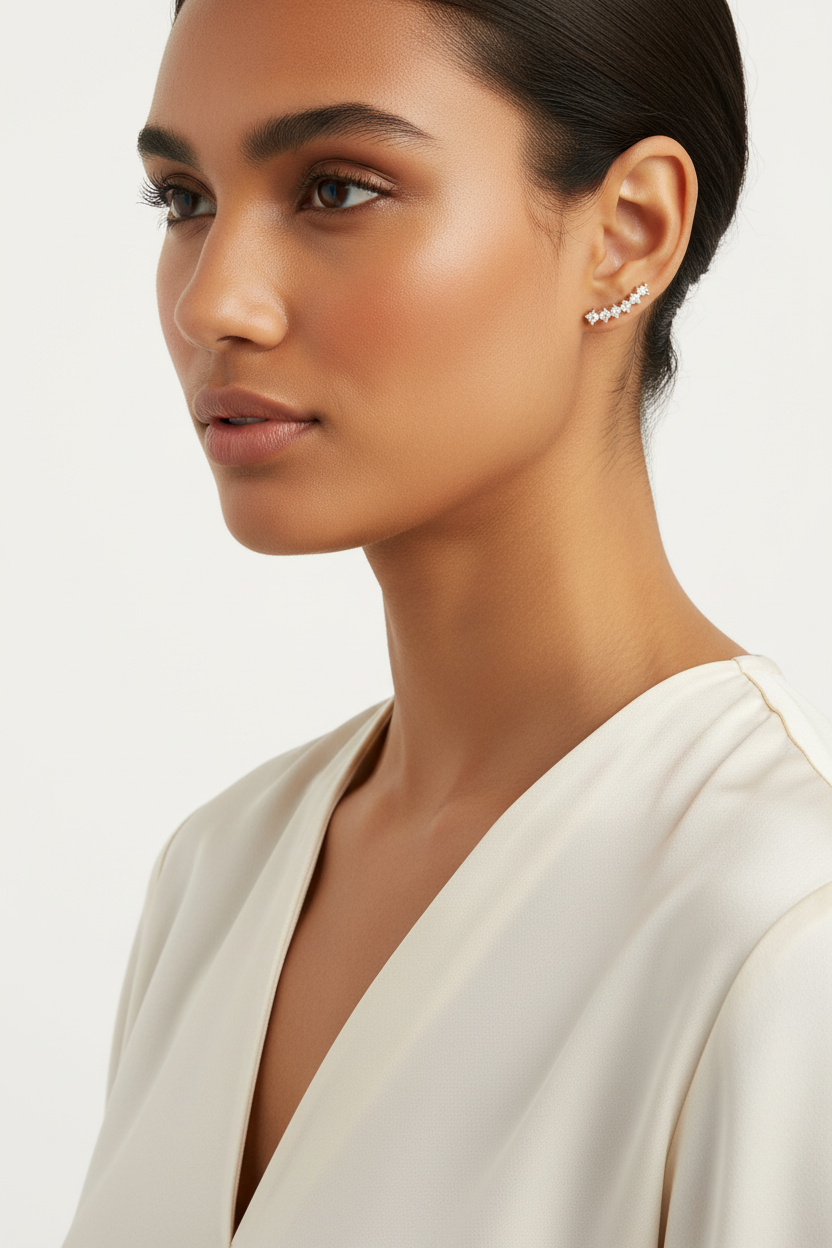 CZ Ear Climber Earrings Gold Plated Helix Lobe Cartilage Jewelry Women
