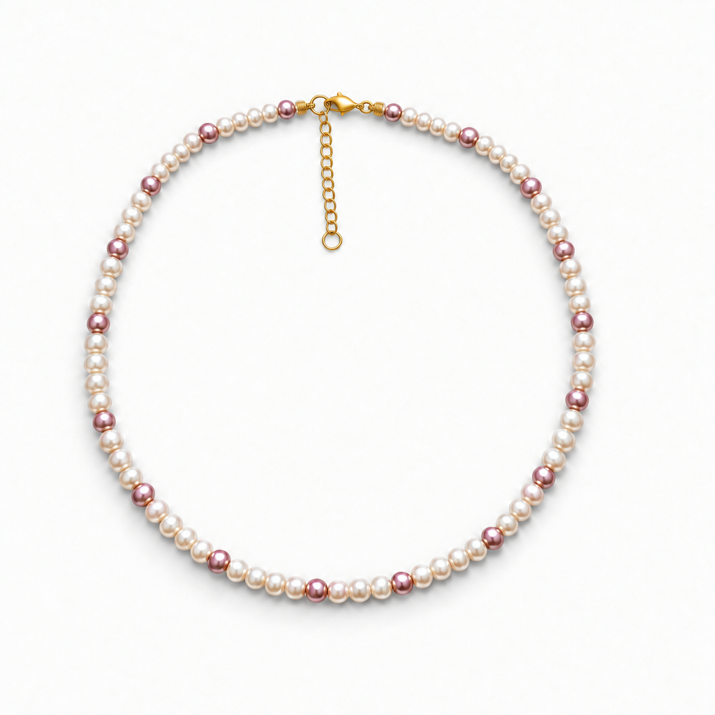 Freshwater pearl choker necklace with 14k gold filled clasp and extender chain
