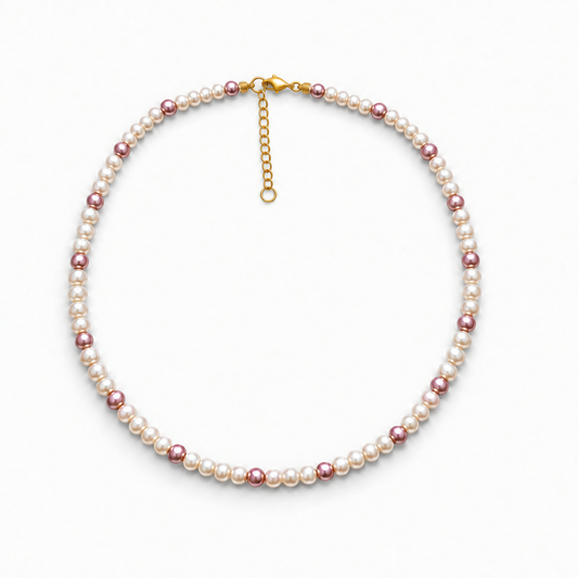 Freshwater pearl choker necklace with 14k gold filled clasp and extender chain
