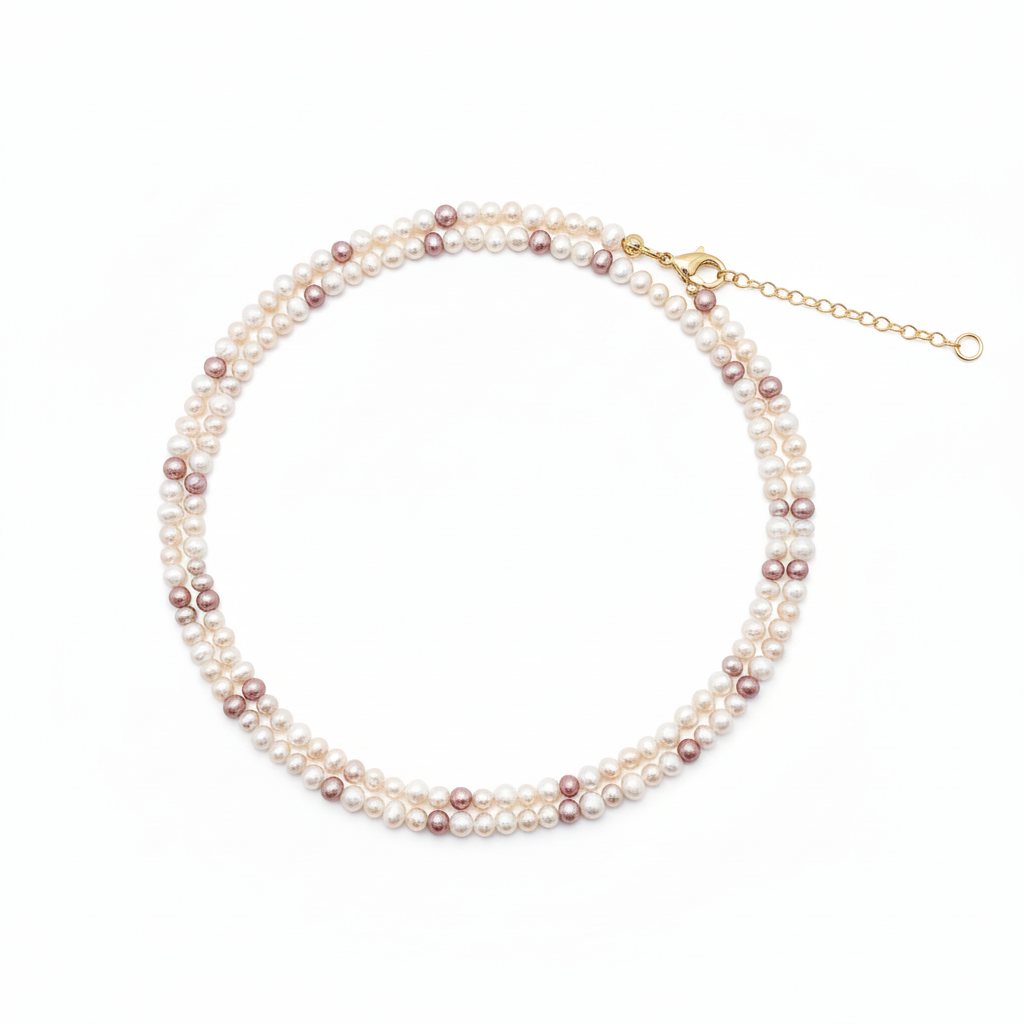 Natural freshwater pearl necklace with 14k gold filled clasp and extender chain