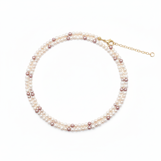 Natural freshwater pearl necklace with 14k gold filled clasp and extender chain
