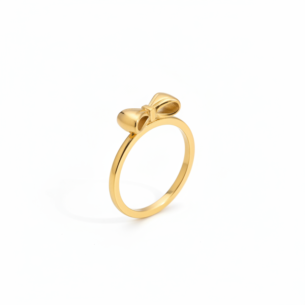Bow Band Ring 18k Gold PVD Stainless Steel – Dainty Stacking Ring for Women
