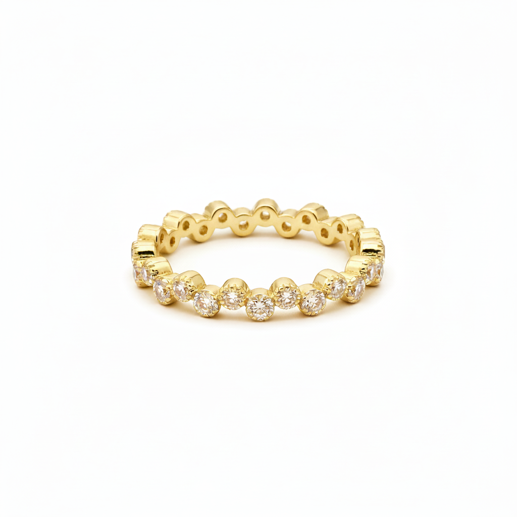 Gold CZ Zigzag Ring 18k Gold Plated – Dainty Stackable Band for Women
