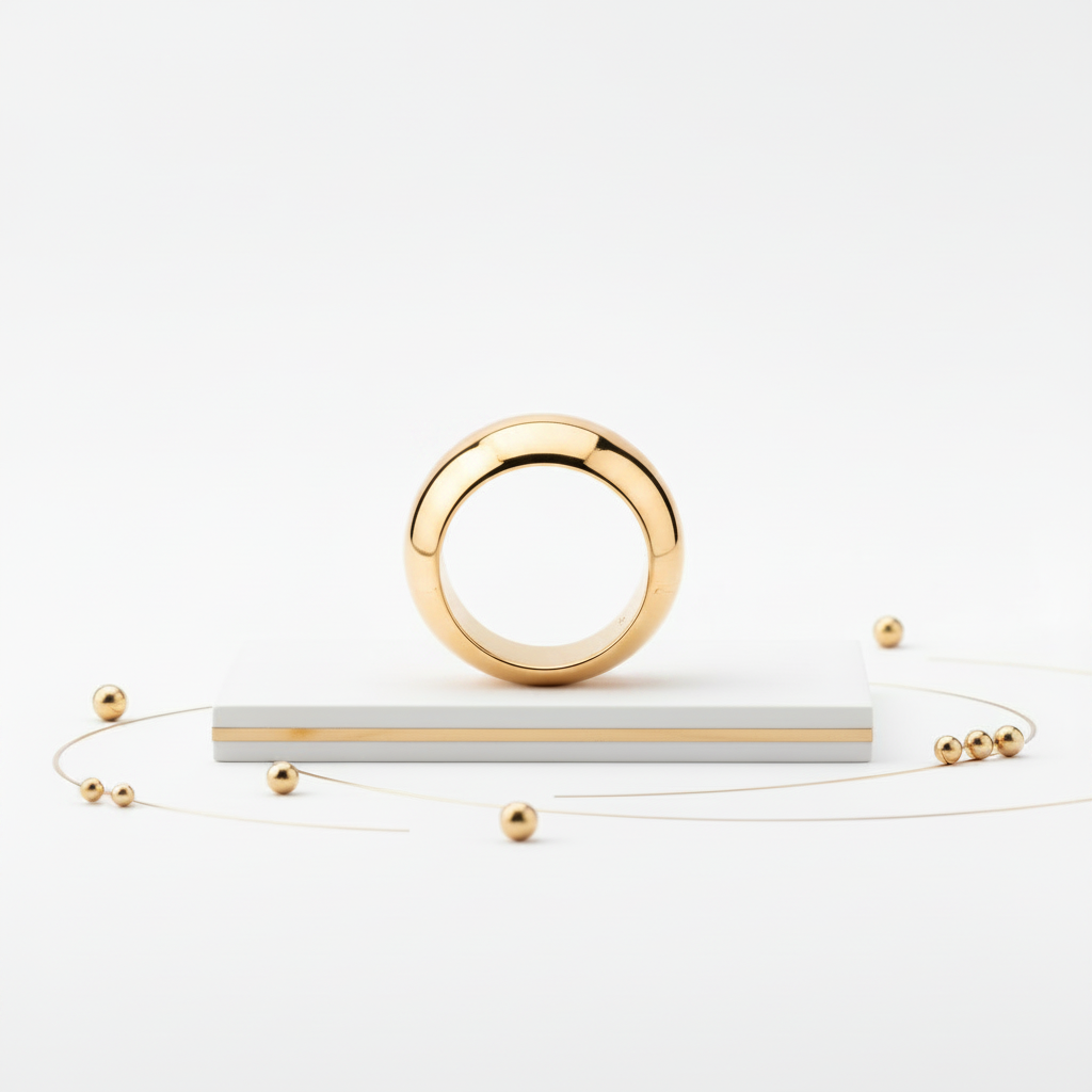 Gold Domed Chunky Ring – Wide Dome Statement Ring for Women

